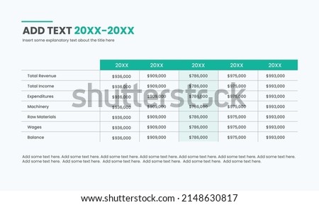 Modern business data table layout template. Flat design, easy to use for your website or presentation. Tabular data or data grid comparison chart.