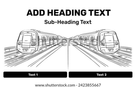 Metro train vector illustration sketch in black lines