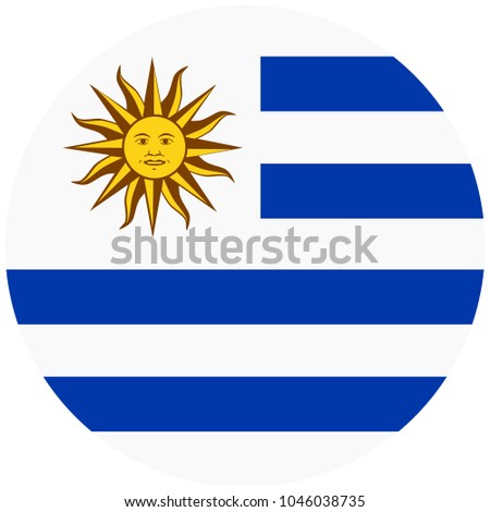 Vector  round flag Oriental Republic of Uruguay.  National Uruguay flag button