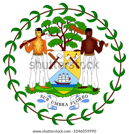 Vector icon coat of arms flag of Belize. Central American country Belize flag sign, symbol