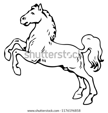 Rearing up horse monochrome silhouette. Can be used for logo, emblem or heraldry design concept