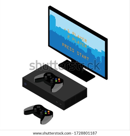 Game console isolated on white background isometric view. 