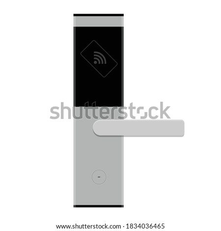 Smart card door key lock system in hotel isolated on white background. Vector