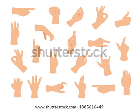 Gesturing hand set. Hand with counting gestures sign. Interactive communication set