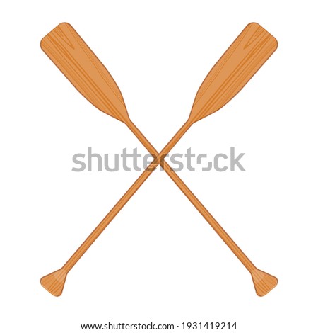 Two wooden crossed oars vector isolated. Rowing oars. Boat oar. Water sport ストックフォト © 