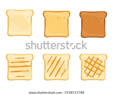 Set of slices toast bread isolated on white background. Vector