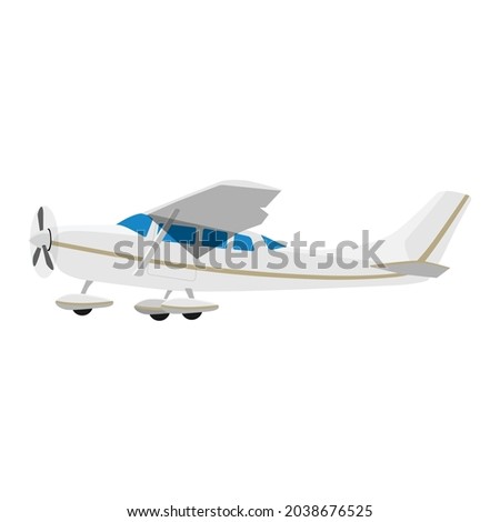 Small single engine airplane cessna isolated on white background. Vector