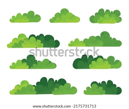 Bush vector icon set. Simple flat illustration isolated on white background.