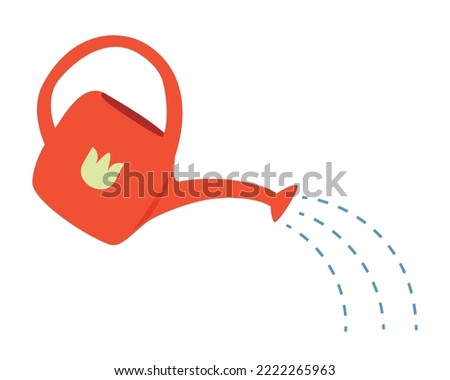 Watering can isolated on white background. Watering with a watering can. Vector illustration flat design. Drops of water falling