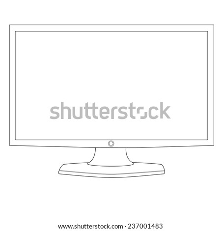 Flat screen, computer monitor, monitor icon,  outline drawings