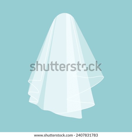 Wedding white Bridal veil isolated on blue background. Vector