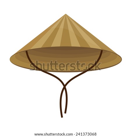 Chinese conical straw hat vector isolated on white