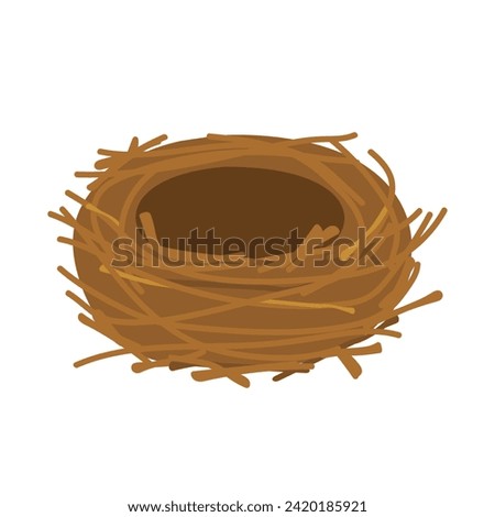 Empty bird nest isolated on white background. Vector illustration