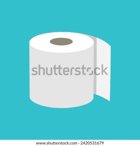 Toilet paper isolated on blue background. Roll paper. Vector illustration