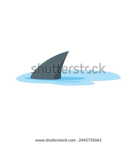 Dangerous marine animal shark fin under water with waves. Predatory fish. Vector illustration