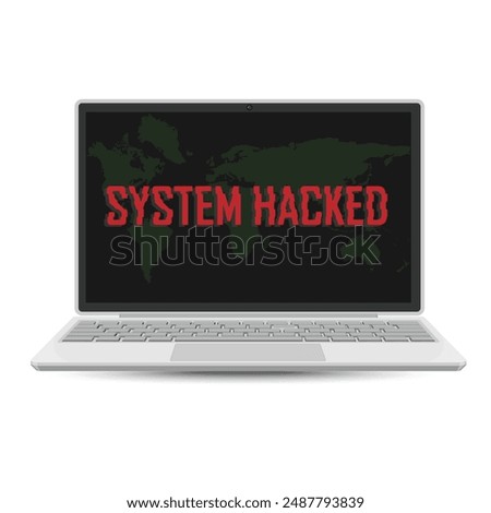 Computer hacking concept. System error warning on laptop 