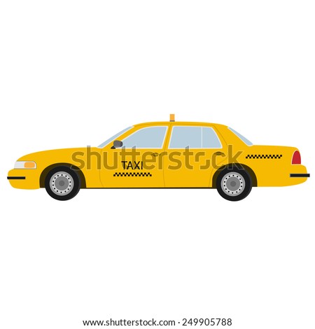 Yellow taxi cab vector icon sign isolated, public transportation,