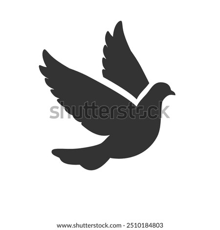 Simple peace vector icon. Dove, pigeon with olive branch. Dove symbol of peace