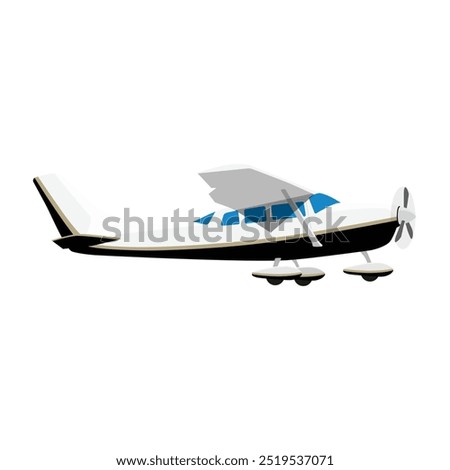 Small single engine airplane cessna isolated on white background. Vector