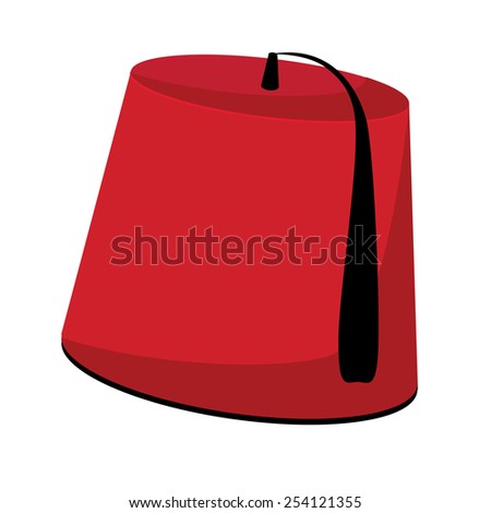 Red Turkish hat with black tassel fez vector isolated on white