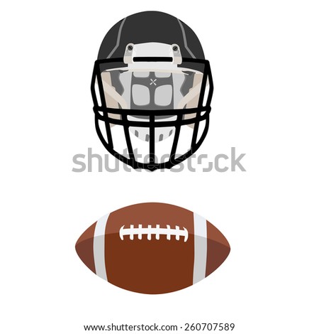Brown american football ball and black  helmet, sport equipment, national sport