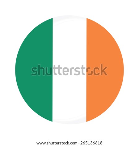 Round ireland flag vector icon isolated, ireland flag button