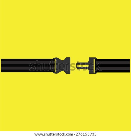 Seat belt on yellow background vector isolated. Safety belt symbol, security belt sign.