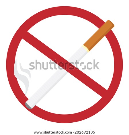 Round no smoking sign with realistic cigarette, quit smoking, smoke free, no smoking icon vector illustration