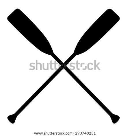 Two black silhouette of crossed oars vector isolated. Rowing oars. Plastic oars. Water sport ストックフォト © 