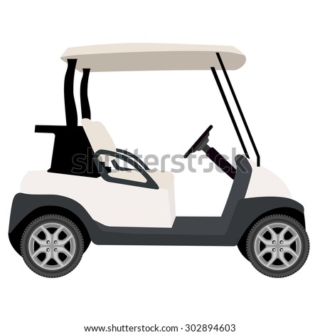 Vector illustration of white golf cart. Golf car