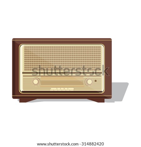 Old radio. Vector  illustration of an old radio receiver of the last century. Retro vintage antique radio 