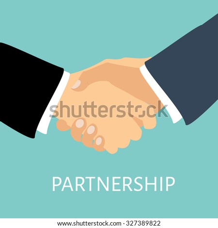 Vector handshake illustration. Background for business and finance. Partnership symbol, concept