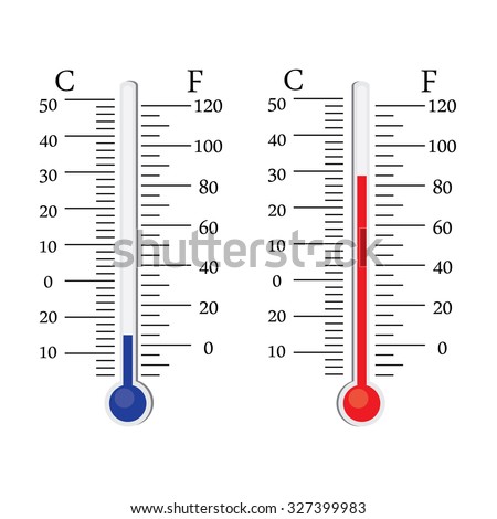 Thermometer icon. Vector. Celsius and Fahrenheit. measuring hot and cold temperature