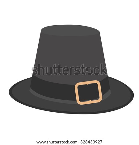 Black pilgrim hat with buckle vector illustration. Thanskgiving holiday symbol