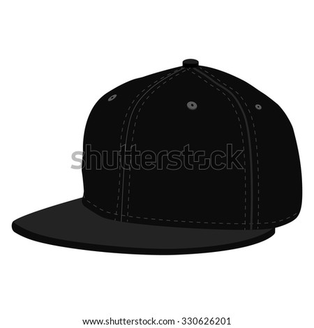 Vector illustration black hip hop or rapper baseball cap. Baseball cap icon