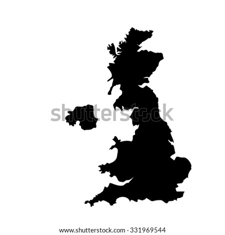 Raster Illustration Black Silhouette Of Uk Map. England Map. United ...