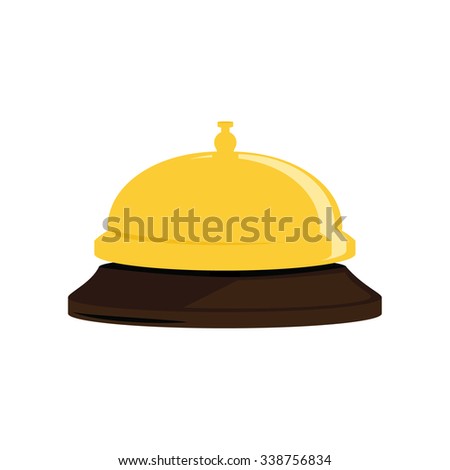 Vector illustration golden hotel bell. Reception bell flat icon