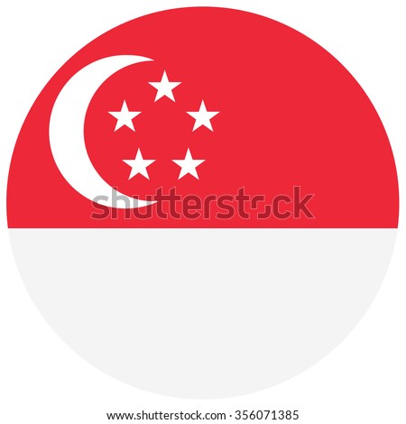 Vector illustration round flag of Singapore country. Singaporean flag. Button or badge