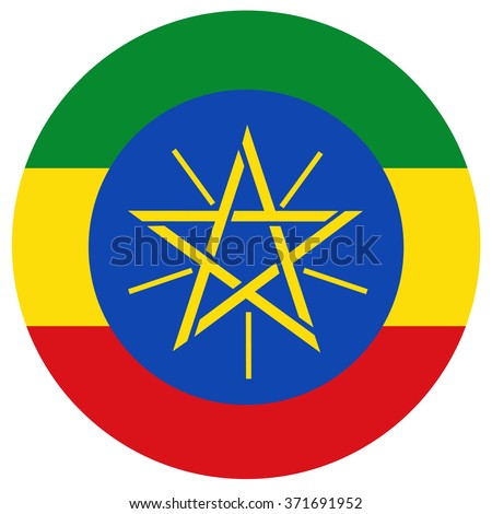 Vector illustration Ethiopia flag vector icon. Round national flag of Ethiopia. Ethiopia flag button