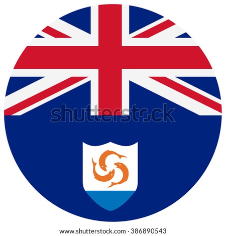 Vector illustration Anguilla flag vector icon. Round national flag of Anguilla. Anguilla flag button