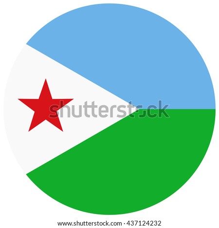 Vector illustration flag of Djibouti icon. Round national flag of Djibouti. Djibouti flag button