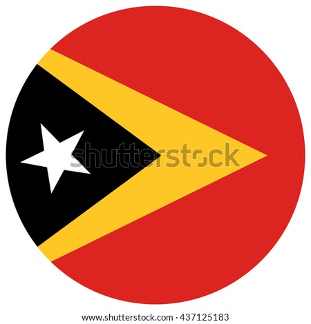 Vector illustration flag of East Timor icon. Round national flag of East Timor. East Timor flag button