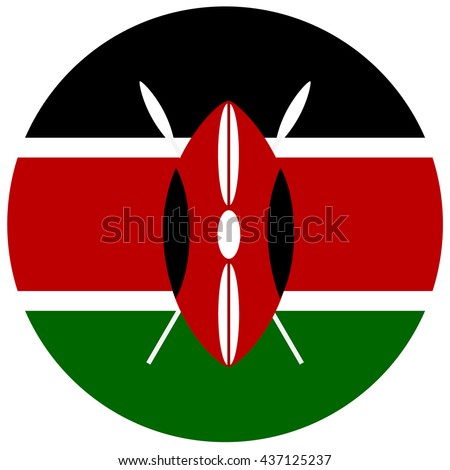 Vector illustration flag of Kenya icon. Round national flag of Kenya. Kenya flag button