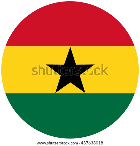 Vector illustration flag of Ghana icon. Rectangle national flag of Ghana. Ghana flag button