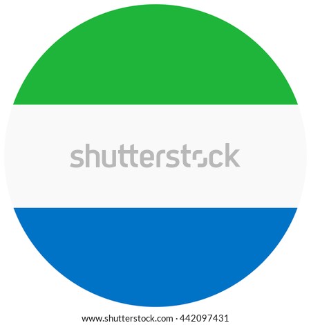 Vector illustration flag of Sierra Leone icon. Round national flag of Sierra Leone. Sierra Leone flag button