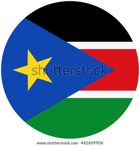 Vector illustration flag of South Sudan icon. Round national flag of South Sudan.