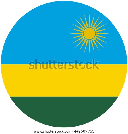 Vector illustration flag of Rwanda icon. Round national flag of Rwanda.