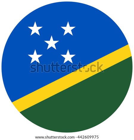Vector illustration flag of Solomon Islands icon. Round national flag of Solomon Islands.