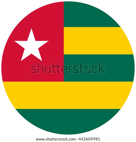 Vector illustration flag of Togo icon. Round national flag of Togo.