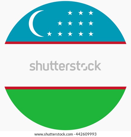 Vector illustration flag of Uzbekistan icon. Round national flag of Uzbekistan.